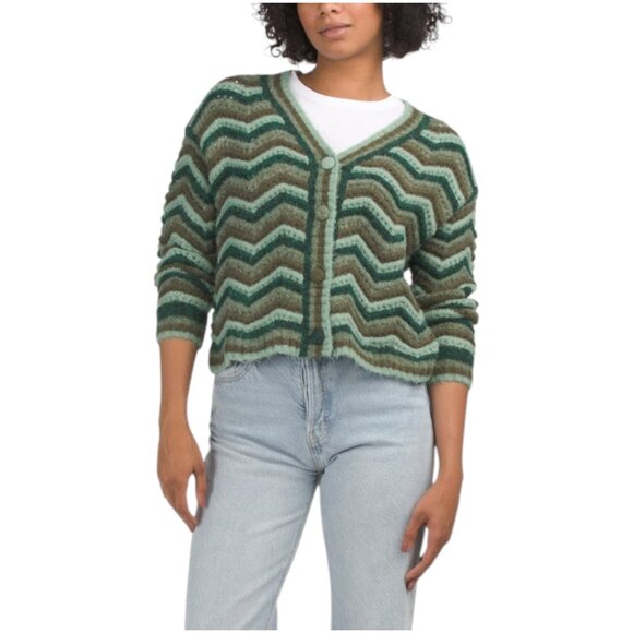 SUGAR LIPS Harp Zip Zag Long Sleeve Cardigan - Picture 1 of 2